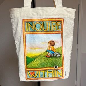Inquire Within Mary Engelbreit mini canvas tote bag